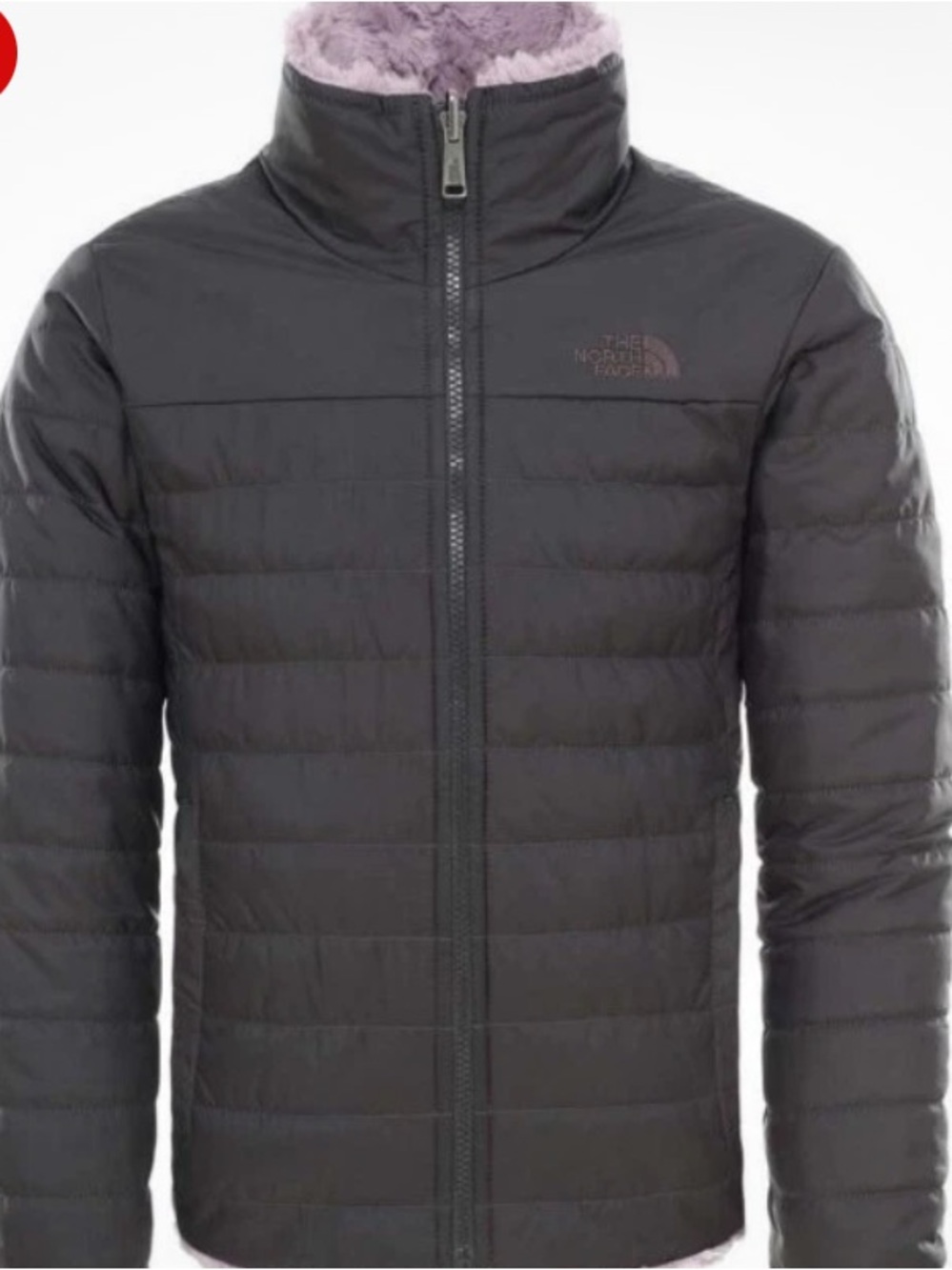 The North Face Girls Reversible Puffer Jacket in Black/Lilac  Mossbud Swirl XS